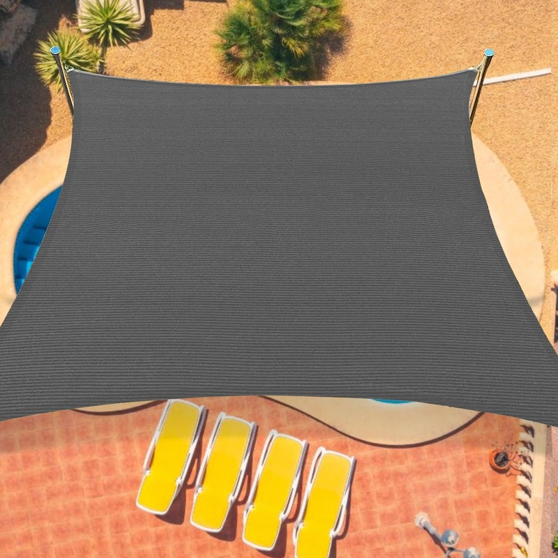 OOTONAT 12'x16' قماش ظل شمس منحني تجاري خارجي غطاء ظل رمادي داكن مستطيل ثقيل الوزن قابل للاختراق 185GSM ظلال خارجية للفناء والحديقة وصندوق الرمل - Image 1